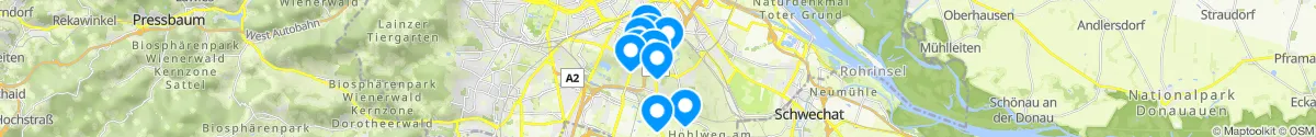 Kartenansicht für Apotheken-Notdienste in der Nähe von 1100 - Favoriten (Wien)
